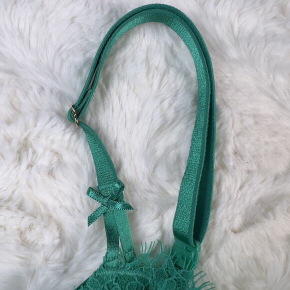 Victoria’s Secret Dream Angels Unlined Uplift Sling Lace Bra Emerald Green 32D - Picture 5 of 6